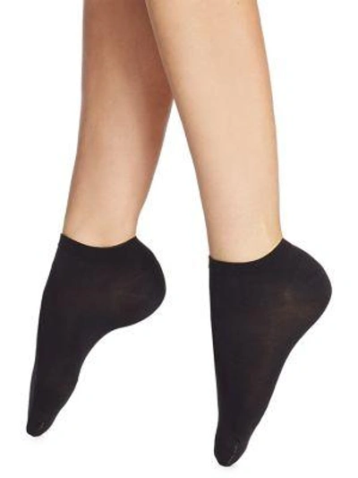 Shop Wolford Women's Cotton Sneaker Socks In Black