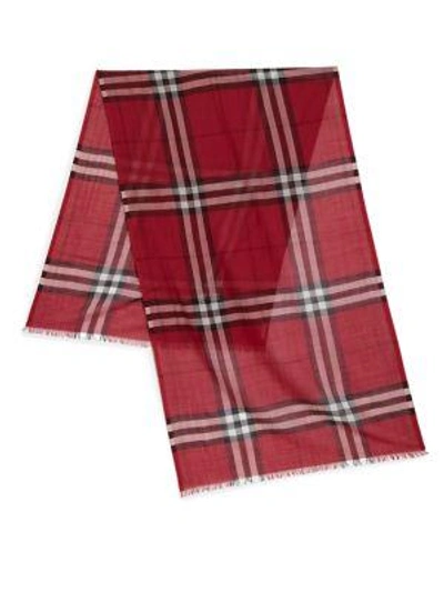 Shop Burberry Giant Check Gauze Scarf In Fuchsia Pink