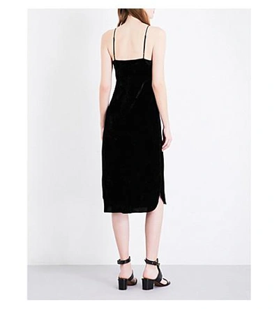 Shop Nili Lotan Short Velvet Slip Dress In Black