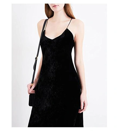 Shop Nili Lotan Short Velvet Slip Dress In Black