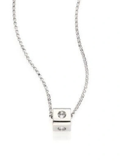 Shop Roberto Coin Pois Moi 18k White Gold Mini Cube Pendant Necklace