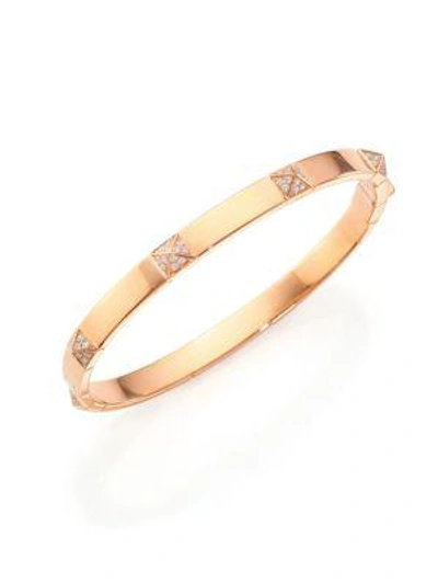 Shop Marli Pyramide Diamond & 18k Rose Gold Station Bangle Bracelet