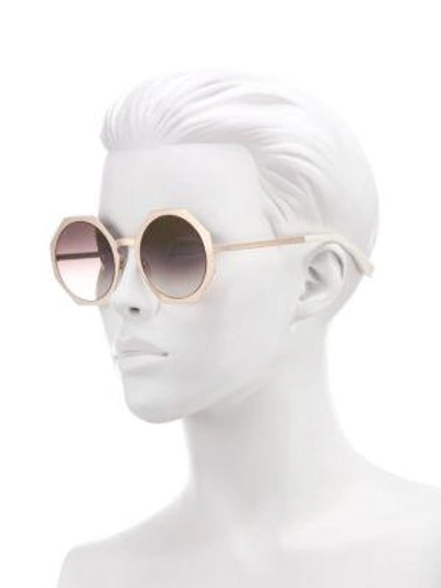 Shop Fendi 51mm Metal Octagonal Sunglasses In Brown Violet