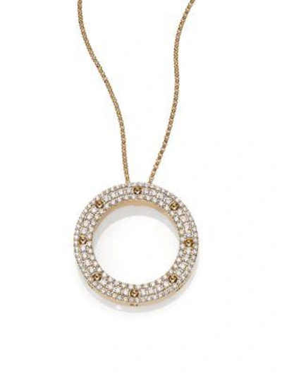 Shop Roberto Coin Pois Moi Diamond & 18k Yellow Gold Circle Pendant Necklace