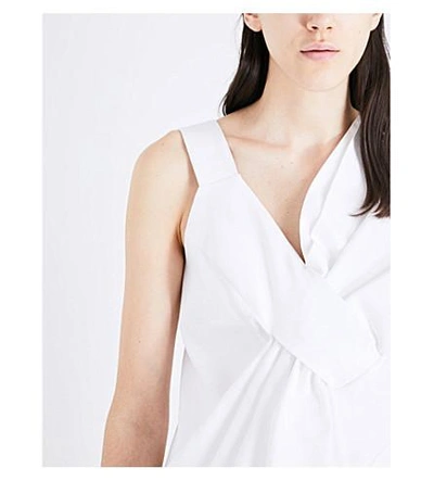 Shop Victoria Victoria Beckham Oversized Knot Cotton And Silk-blend Top In White