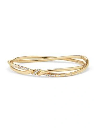 Shop David Yurman Continuance Center Twist Bracelet With Diamonds In 18k Gold