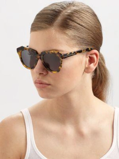 Shop Karen Walker Number One Tortoise Acetate Cat Eye Sunglasses