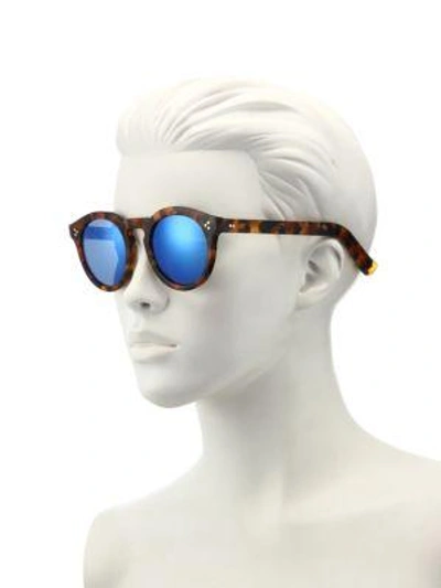 Shop Illesteva Leonard Ii 50mm Mirrored Round Sunglasses In Light Tortoise