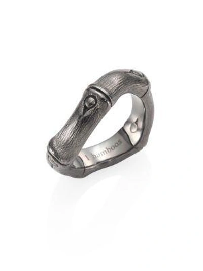 Shop John Hardy Bamboo Brushed Blackened Sterling Silver Curved Band Ring