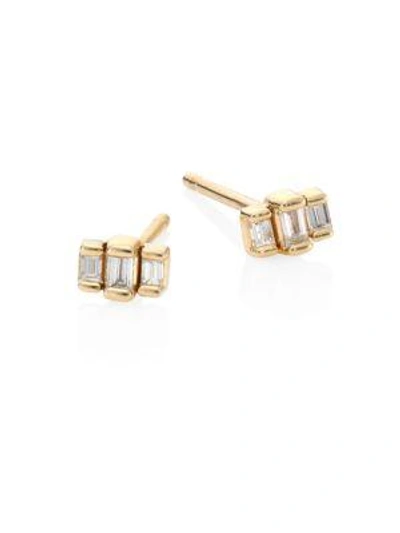 Shop Zoë Chicco Stepped Baguette Diamond & 14k Yellow Gold Stud Earrings