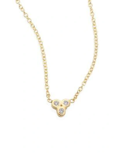 Shop Zoë Chicco Tiny Trio Diamond & 14k Yellow Gold Pendant Necklace