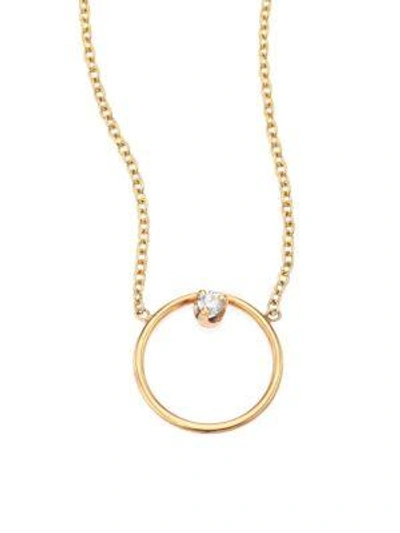 Shop Zoë Chicco Diamond & 14k Yellow Gold Circle Necklace