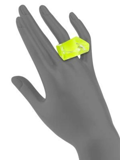 Shop Alexis Bittar Lucite Faceted Cocktail Ring In Neon Yellow