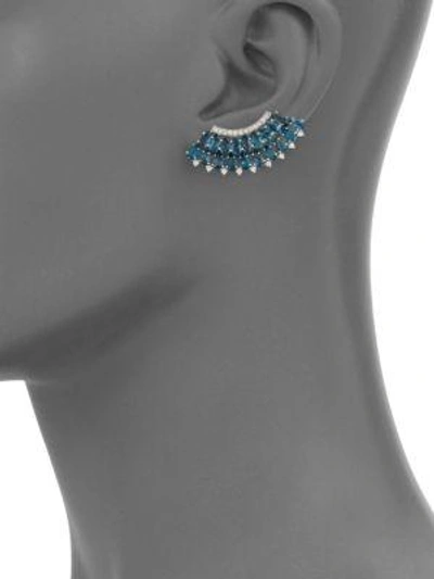 Shop Hueb Women's Mirage Diamond & London Blue Topaz Ear Crawlers