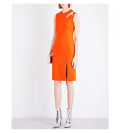 Versace Buckle-detail Jersey Dress In Arancio