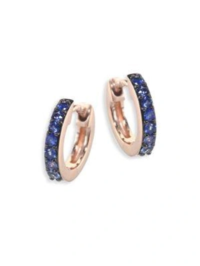 Shop Astley Clarke Mini Halo Blue Sapphire & 14k Rose Gold Hoop Earrings
