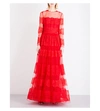 VALENTINO Long-sleeved floral-lace and tulle gown