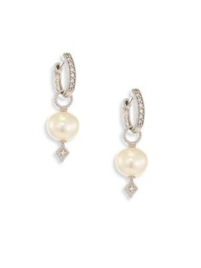 Shop Jude Frances Large Lissa Diamond & 8mm White Pearl Earring Charms In White Gold