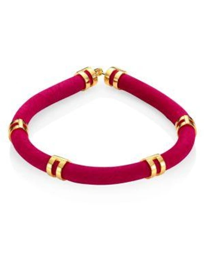 Shop Lizzie Fortunato Double Take Suede Tube Necklace In Pink