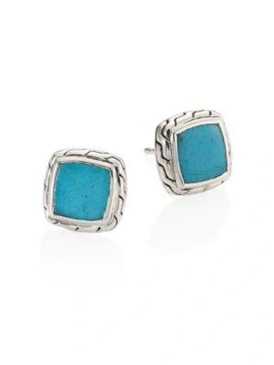 Shop John Hardy Classic Chain Turquoise & Sterling Silver Stud Earrings