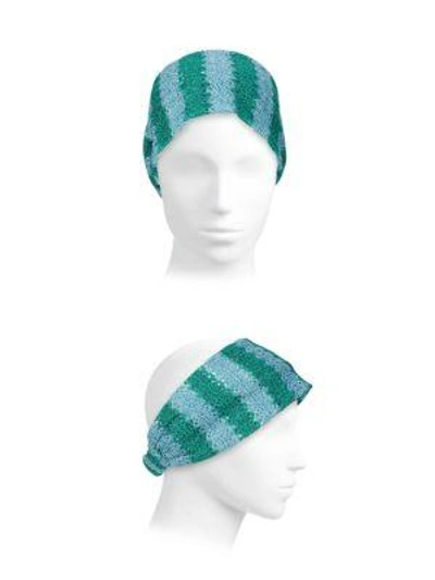 Shop Missoni Colorblock Crochet Headband In Blue