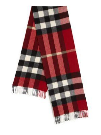 Shop Burberry Heritage Half Mega Check Cashmere Scarf In Parade Red
