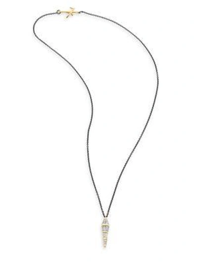 Shop Nikos Koulis Women's Tapered Diamond & 18k Black Gold Pendant Necklace
