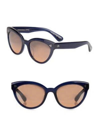 Shop Oliver Peoples Roella 55mm Mirrored Cat Eye Sunglasses In Blue