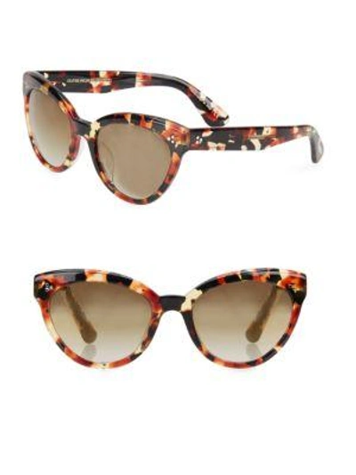 Shop Oliver Peoples Women's Roella 55mm Mirrored Cat Eye Sunglasses In Tortoise
