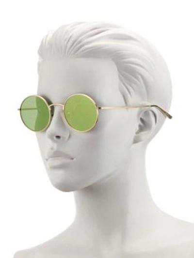 Shop Oliver Peoples The Row For  After Midnight 49mm Mirrored Round Sunglasses In Green