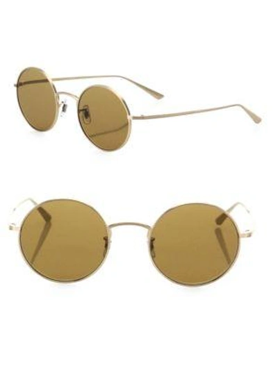 Shop Oliver Peoples The Row For  After Midnight 49mm Round Sunglasses In Brown