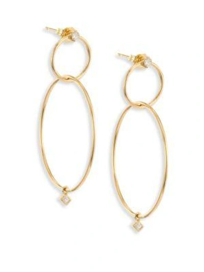 Shop Zoë Chicco Diamond & 14k Yellow Gold Double-circle Drop Earrings