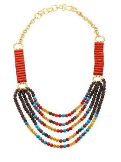 Shop Stephanie Kantis Jepang Semi-precious Multi-stone Necklace In Coral-multi