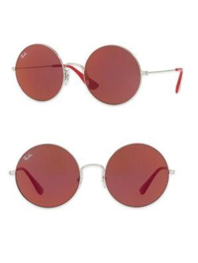 Shop Ray Ban The Ja-jo Round Sunglasses In Dark Red