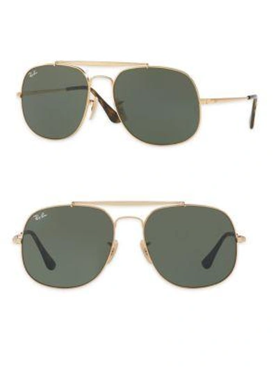 Shop Ray Ban 57mm General Aviator Sunglasses In Gold/green