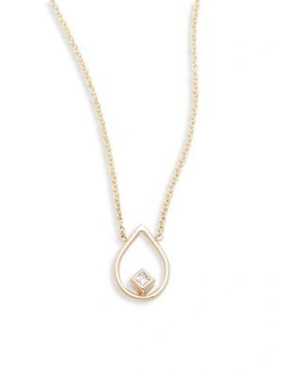 Shop Zoë Chicco Diamond & 14k Yellow Gold Open Teardrop Pendant Necklace