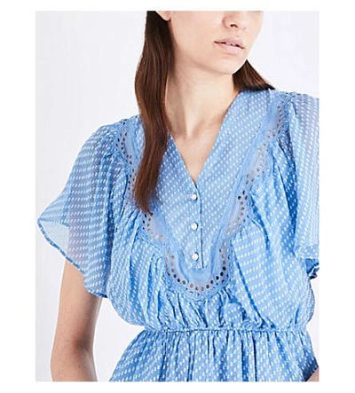 Shop Claudie Pierlot Riri Silk-blend Dress In Azur
