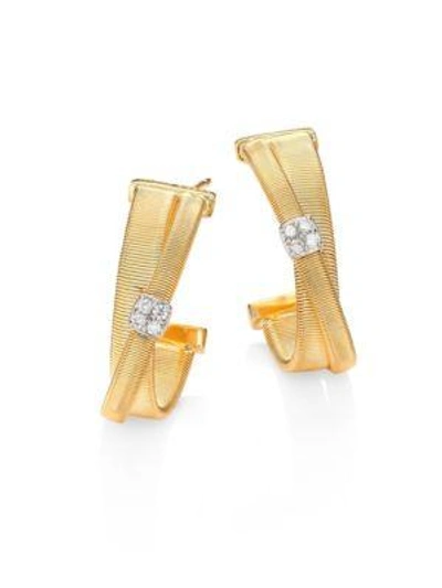 Shop Marco Bicego Masai Diamond, 18k Yellow Gold & 18k White Gold Hoop Earrings/0.75"