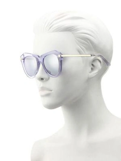 Shop Karen Walker One Star 51mm Mirrored Cat Eye Sunglasses In Silver