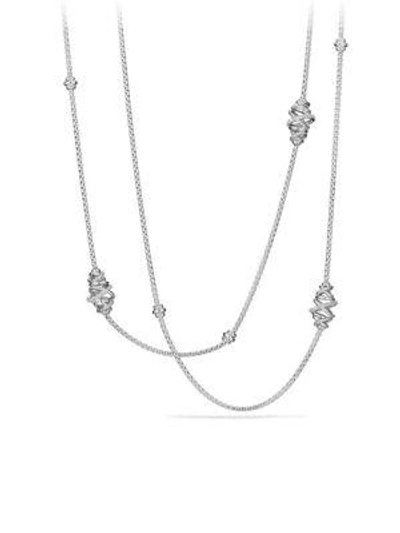 Shop David Yurman Women's Crossover Station Necklace With Diamonds In Silver
