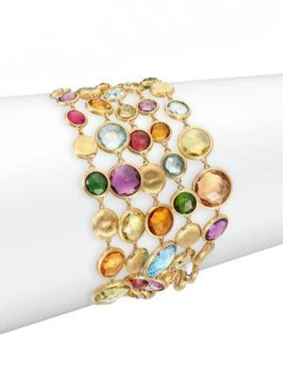 Shop Marco Bicego Jaipur Semi-precious Multi-stone & 18k Yellow Gold Five-strand Bracelet In Gold-multi