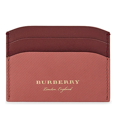 Burberry Izzy Leather Card Hodler In Blossom Pink Antique Red