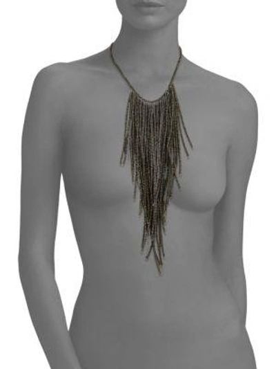 Shop Brunello Cucinelli Waterfall Necklace In Military