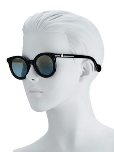 Shop Moncler 51mm Rounded Cat Eye Flash Sunglasses In Black-blue