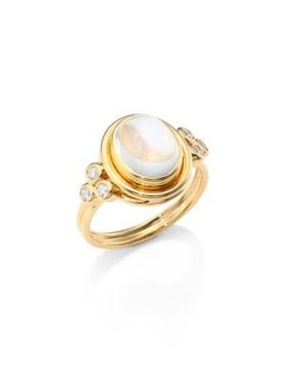 Shop Temple St Clair Women's Classic Oval Diamond, Royal Blue Moonstone & 18k Yellow Gold Ring