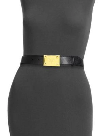 Shop Prada Saffiano Logo Plaque Belt In Black