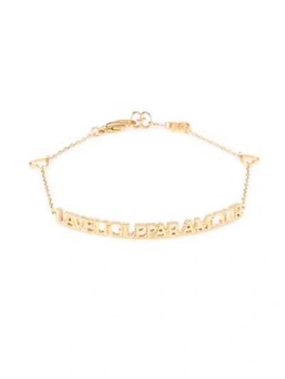 Shop Gucci L'aveugle Par Amour 18k Yellow Gold Bracelet