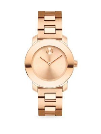 Shop Movado Bold Rose Goldtone Ip Stainless Steel Bracelet Watch