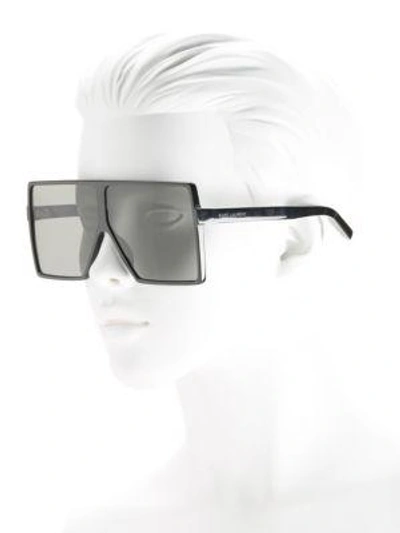Shop Saint Laurent Sl 183 Betty 68mm Shield Sunglasses In Black