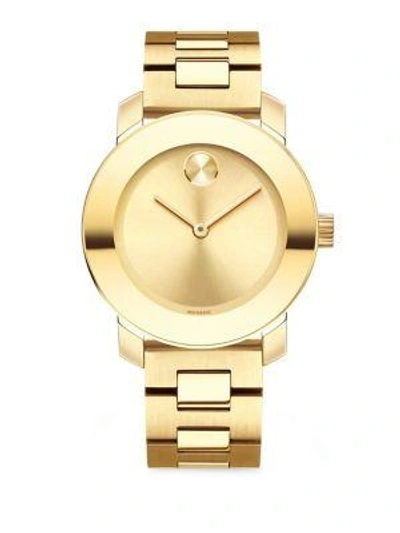 Shop Movado Bold Analog Stainless Steel Bracelet Watch In Gold